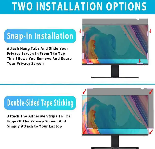 Alt view image 5 of 5 - HOLDWLDSHT 24 Inch Computer Privacy Screen Filter for 16:9 Widescreen Monitor - Privacy Shield and Anti-Glare Protector