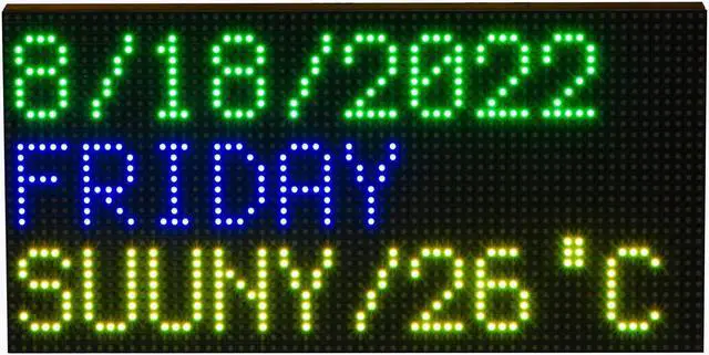 Main image of RGB Full-Color LED Matrix Panel Display for Raspberry Pi Pico ESP32 for Arduino 64×32 Pixels 3mm Pitch 2048 RGB LEDs Adjustable Brightness