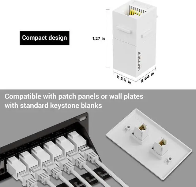 Alt view image 5 of 5 - iwillink RJ45 Cat6 Keystone Coupler 25-Pack with 24 Port Blank Keystone Patch Panel