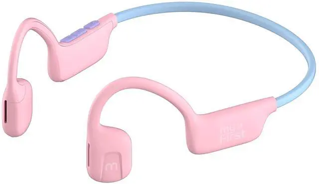Main image of myFirst Headphones Airwaves - Air Conduction Open Ear Wireless Bluetooth Headphones with Mic for Toddlers and Kids, 85dB Safe Limit, Long Battery Life, Durable, IPX5 Waterproof for Kids 3-12 (Pink)