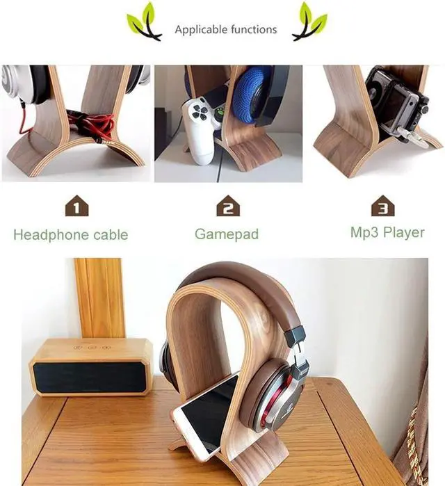 Alt view image 5 of 5 - Headphone Stand Wood, Headset Stand for Desk, Walnut Gaming Headphone Holder Compatible for Sennheiser, Bose, Beats, Razer, AKG, Airpod Max, HyperX, Sony PS4 et.