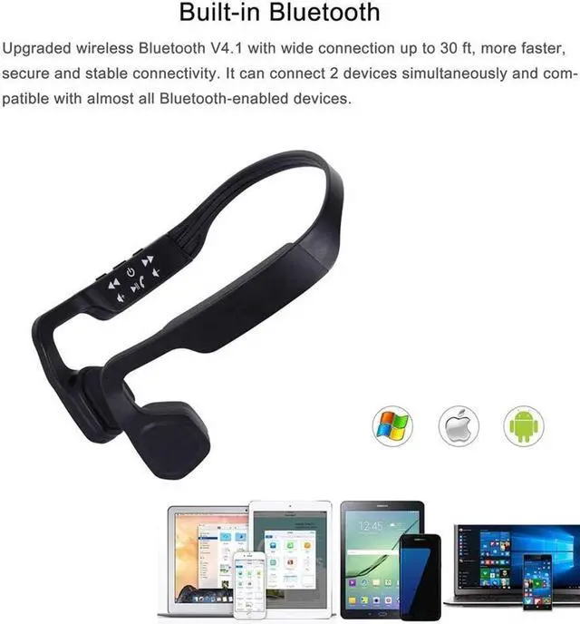 Alt view image 2 of 5 - QT S Bone Conduction Headphones Bluetooth with Mic Titanium Lightweight Open-Ear Wireless Stereo Music IP65 Water & Sweat Resistant Answer Phone Call for Running Hiking Driving Bicycling Earphone
