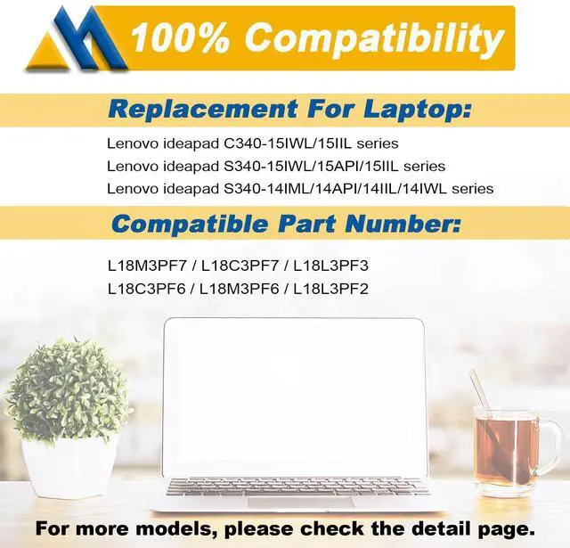 Alt view image 5 of 5 - Mobik L18C3PF7 Laptop Battery Replacement for Lenovo ideapad S340-14IML/14API/14IIL/14IWL/S340-15IWL/15API/15IIL/C340-15IWL/15IIL/Flex-15IWL/15IML/15IIL Series L18C3PF6 L18L3PF2 L18M3PF7 L18L3PF3