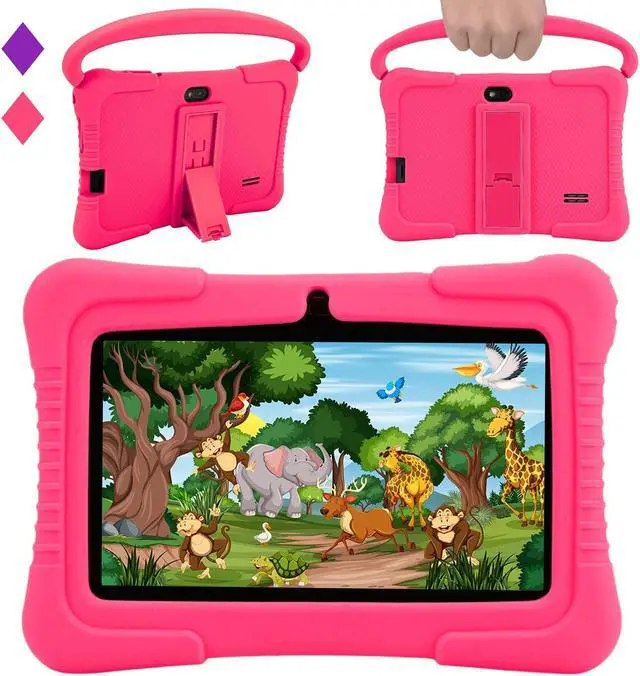 Main image of Veidoo Kids 7" Android Tablet PC, 2GB RAM, 32GB ROM, Safety Eye Protection, WiFi, Dual Camera, Games, Parental Control APP, with Silicone Case (Pink)