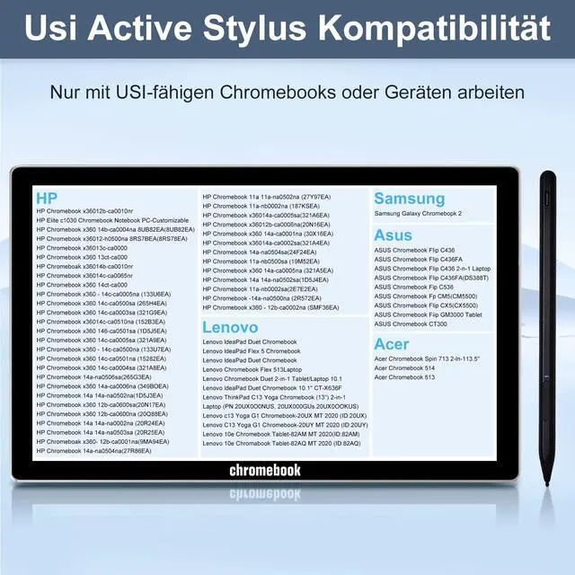Alt view image 2 of 5 - USI Pen for Lenovo HP Chromebook,4096 Rechargerable USI Sylus Pen