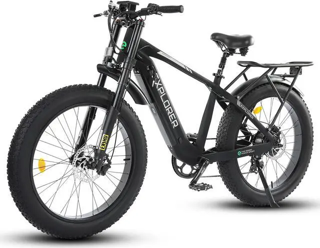 Alt view image 2 of 7 - Ecotric Explorer 26 inches 48V 12.5AH 750W Fat Tire Electric Bike with Rear Rack, fenders, double front suspension fork, and LCD display, Shimano 7-speed bicycle