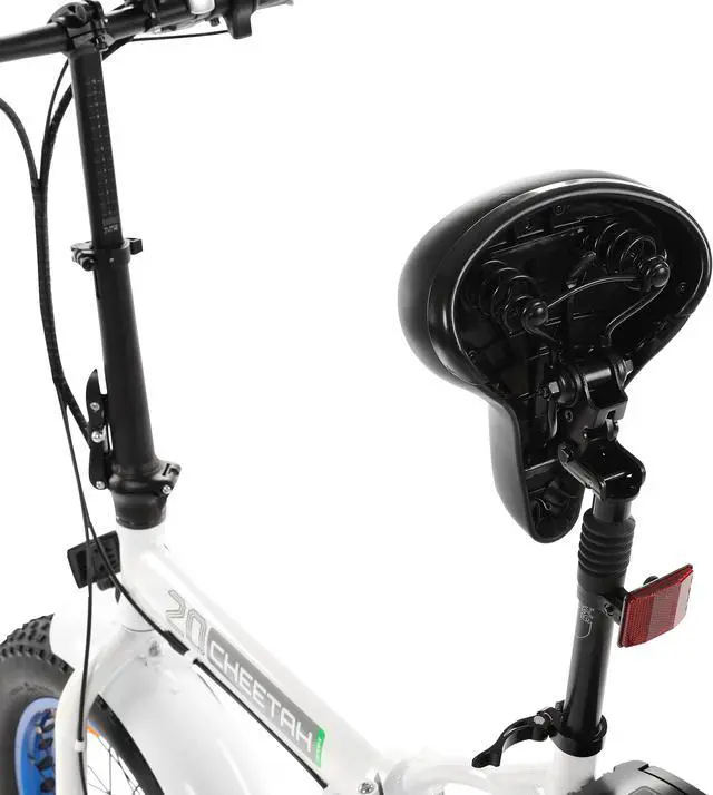 Alt view image 4 of 7 - Ecotric UL Certified 36V 12.5AH 500W 20inch White Fat Tire offroad Portable and Folding Electric Bike with a suspension turnover seat tube