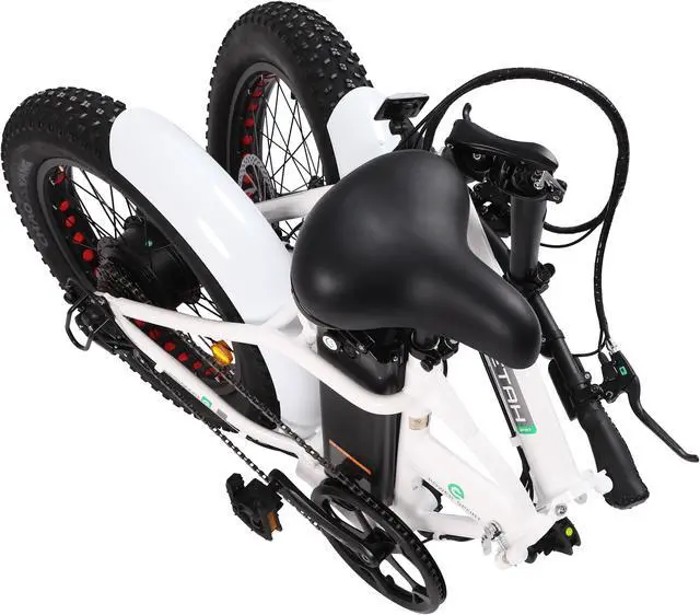 Alt view image 3 of 7 - Ecotric UL Certified 36V 12.5AH 500W 20inch White Fat Tire offroad Portable and Folding Electric Bike with a suspension turnover seat tube