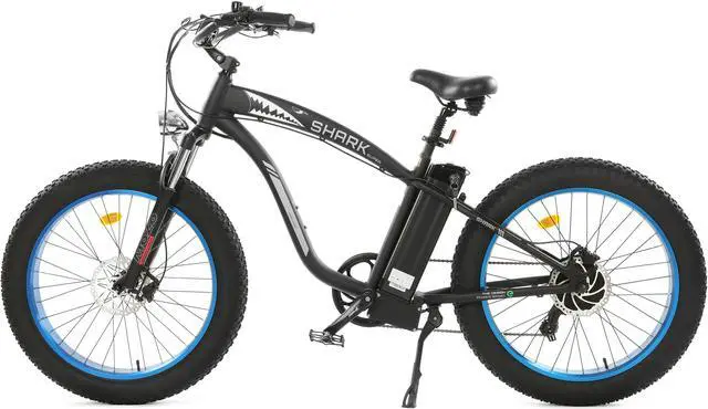 Alt view image 2 of 7 - Ecotric UL Certified 48V 13AH 750W blue Hammer Electric Fat Tire Beach Snow Bicycle with front light, hydraulic disc brakes, hydraulic front suspension fork, Shimano 7-speed and LCD display