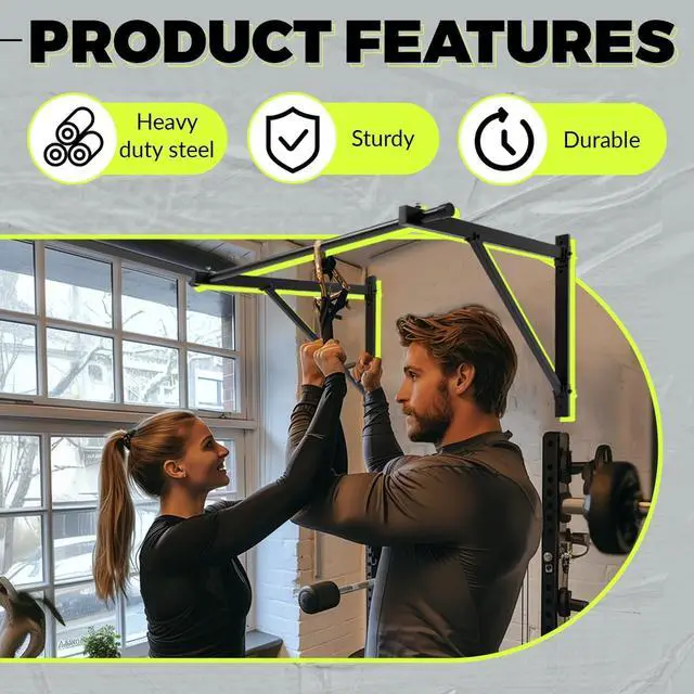 Alt view image 6 of 7 - Ecotric Wall Mounted Pull Up Chin Up Bar Heavy Duty Gym Workout Fitness Home Mount Fitness 500lbs