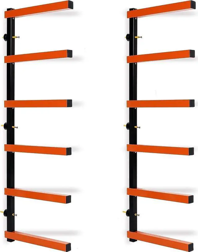 Alt view image 3 of 7 - Ecotric Lumber Rack Wall Mount Wood Organizer Lumber Organizer - Heavy Duty Metal 6 Levels Shelf Lumber Storage Rack Max 600 Lb (1 Pack)