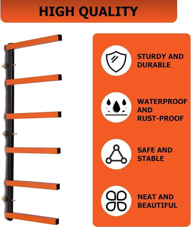 Alt view image 5 of 7 - Ecotric Lumber Rack Wall Mount Wood Organizer Lumber Organizer - Heavy Duty Metal 6 Levels Shelf Lumber Storage Rack Max 600 Lb (1 Pack)