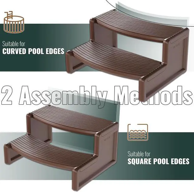 Alt view image 5 of 7 - Ecotric  Spa Step Hot Tub 2-Step Universal Outdoor Indoor Step Stool Pool Ladder Plastic Handi Step Slip Resistant Striped