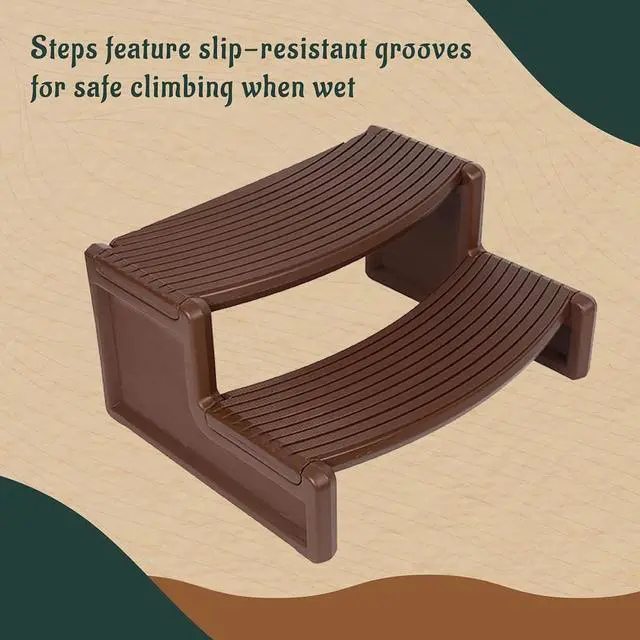 Alt view image 6 of 7 - Ecotric  Spa Step Hot Tub 2-Step Universal Outdoor Indoor Step Stool Pool Ladder Plastic Handi Step Slip Resistant Striped