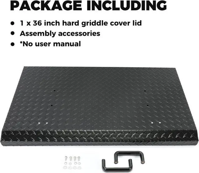 Alt view image 3 of 7 - Ecotric Black Outdoor 36 Griddle Grill Hard Cover Lid with Handle Waterproof Aluminum Compatible with Blackstone & More 2 Black