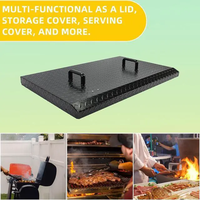Alt view image 4 of 7 - Ecotric Black Outdoor 36 Griddle Grill Hard Cover Lid with Handle Waterproof Aluminum Compatible with Blackstone & More 2 Black