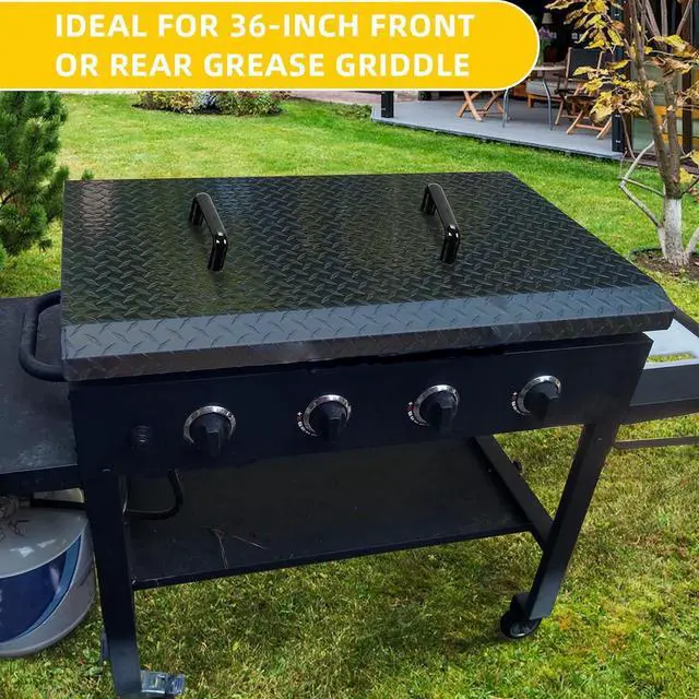 Alt view image 5 of 7 - Ecotric Black Outdoor 36 Griddle Grill Hard Cover Lid with Handle Waterproof Aluminum Compatible with Blackstone & More 2 Black