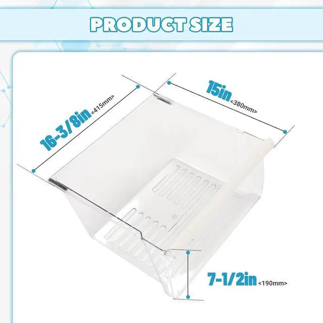 Alt view image 2 of 7 - Ecotric 2188656 Replacement Crisper Drawer Compatible with Whirlpool Kenmore Refrigerator Upper Bin with Humidity Control Plastic(PS) Clear