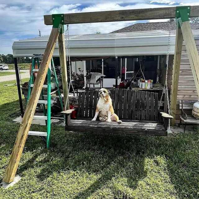 Alt view image 6 of 7 - Ecotric 2 Pcs A-Frame Swing Set Bracket Heavy Duty Steel Green w/Mounting Hardware (2 Brackets) for 2 (4" x 4") Legs & 1 (4" x 6") Beam