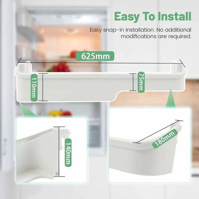 Alt view image 5 of 7 - Ecotric  Refrigerator Door Bin Shelf Compatible with Frigidaire Refrigerator for 891047 AH429868 AP2115858 EA429868 PS429868 Replacement only White ABS Plastic
