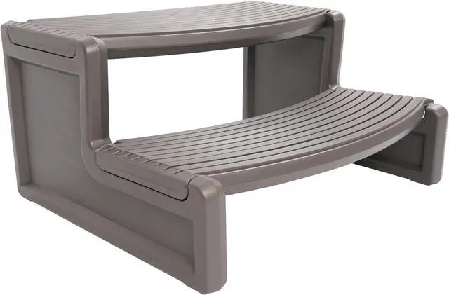 Main image of Ecotric  Spa Step Hot Tub 2-Step Universal Outdoor Indoor Step Stool Pool Ladder Slip Resistant Striped - Carbon Gray Plastic