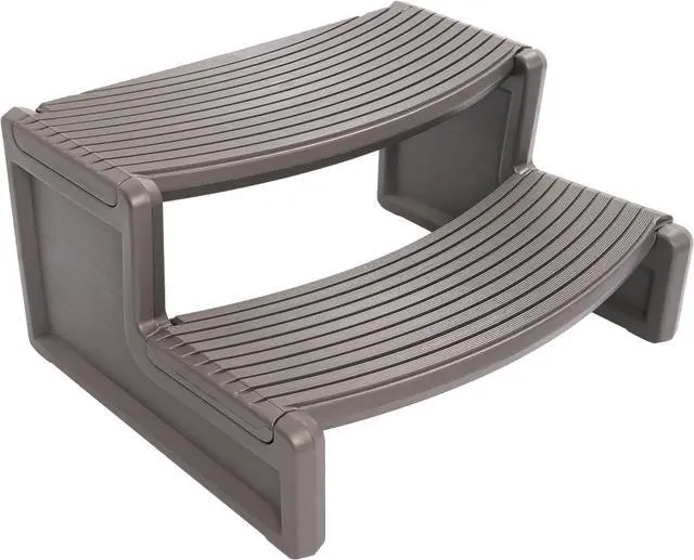 Alt view image 4 of 7 - Ecotric  Spa Step Hot Tub 2-Step Universal Outdoor Indoor Step Stool Pool Ladder Slip Resistant Striped - Carbon Gray Plastic