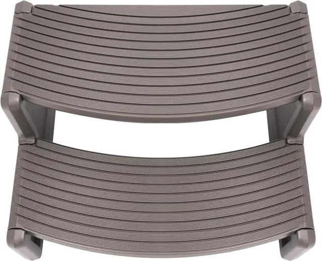 Alt view image 6 of 7 - Ecotric  Spa Step Hot Tub 2-Step Universal Outdoor Indoor Step Stool Pool Ladder Slip Resistant Striped - Carbon Gray Plastic