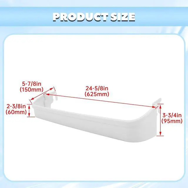 Alt view image 2 of 7 - Ecotric 240338001 AP2115859 240338005 Refrigerator Door Shelf Compatible with Frigidaire Kenmore Refrigerator 891049 AH429871 EA429871 PS429871 Replacement only ABS Plastic White Door Bin Shelf Rack
