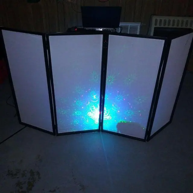Alt view image 4 of 7 - Ecotric DJ Foldable Facade Portable Event Booth Screen White/Black Scrim Metal Frame Booth w/Travel Bag Case