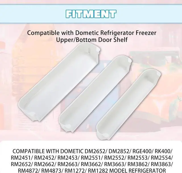 Alt view image 3 of 7 - Ecotric 29325760166 Replacement Refrigerator Door Shelf Kit Compatible with Dometic Refrigerator Freezer/Upper/Bottom Door Shelf