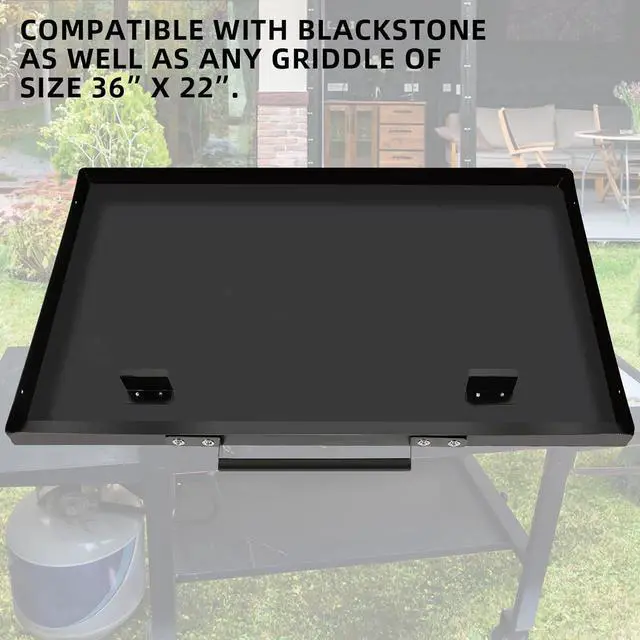 Alt view image 4 of 7 - Ecotric Black Outdoor BBQ 36" Griddle Grill Hard Cover Lid Waterproof Aluminum Compatible with Blackstone & More (No Diamond Plated)
