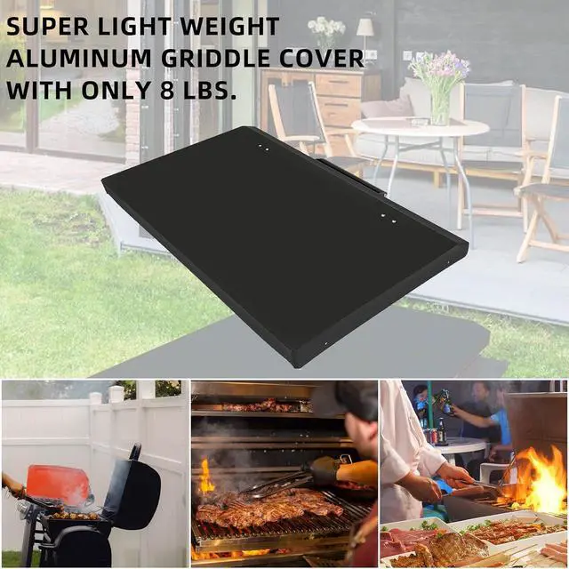 Alt view image 3 of 7 - Ecotric Black Outdoor BBQ 36" Griddle Grill Hard Cover Lid Waterproof Aluminum Compatible with Blackstone & More (No Diamond Plated)