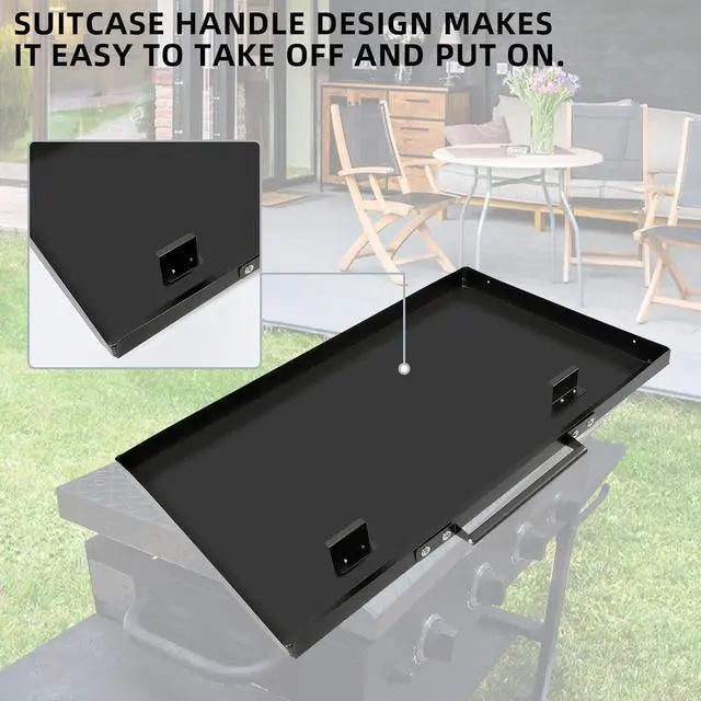 Alt view image 5 of 7 - Ecotric Black Outdoor BBQ 36" Griddle Grill Hard Cover Lid Waterproof Aluminum Compatible with Blackstone & More (No Diamond Plated)
