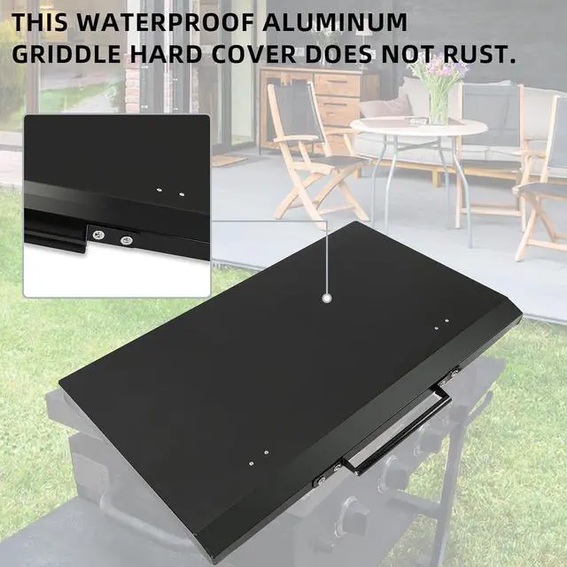 Alt view image 7 of 7 - Ecotric Black Outdoor BBQ 36" Griddle Grill Hard Cover Lid Waterproof Aluminum Compatible with Blackstone & More (No Diamond Plated)