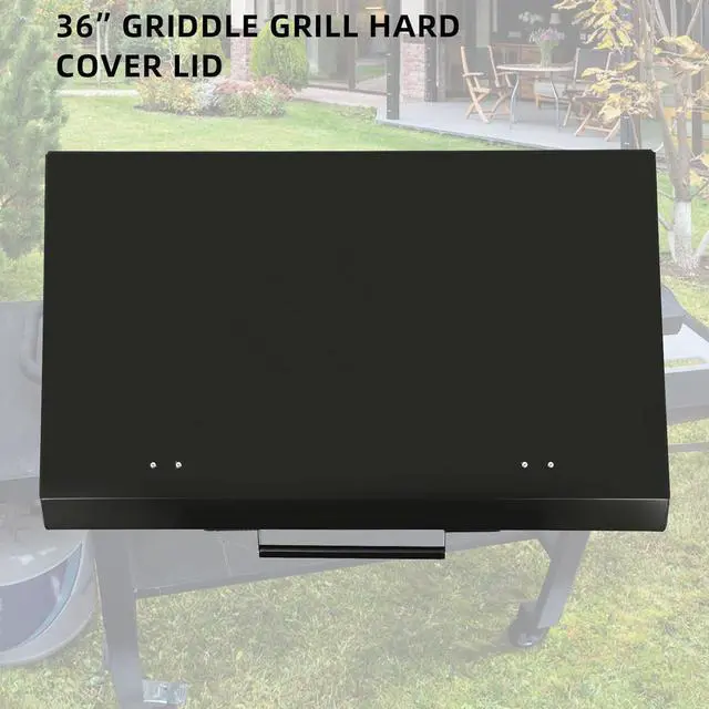 Alt view image 6 of 7 - Ecotric Black Outdoor BBQ 36" Griddle Grill Hard Cover Lid Waterproof Aluminum Compatible with Blackstone & More (No Diamond Plated)