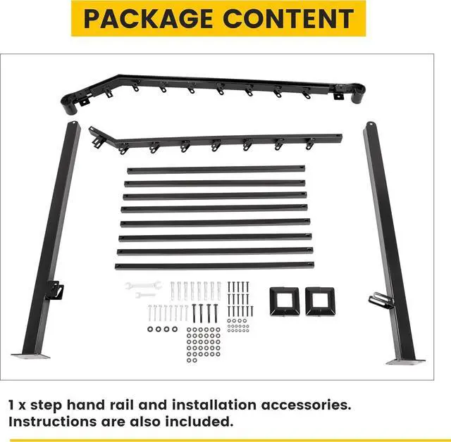 Alt view image 4 of 7 - Ecotric Handrails for Outdoor Steps, 4-5 Steps Adjustable Outdoor Garden Railing for Stairs Black Steel Powder Coated Heavy Duty