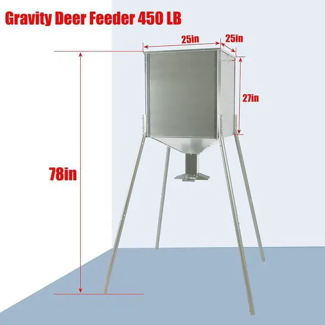 Alt view image 3 of 7 - Ecotric 450LB Capacity Big Game Gravity Deer Feeder Galvanized Steel Hunting w/o Foot Kit