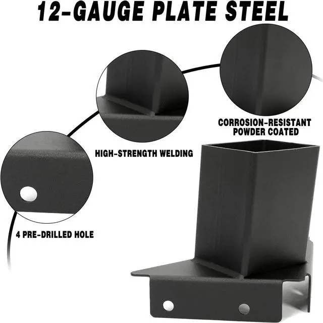 Alt view image 2 of 7 - Ecotric Deer Stand Brackets 4 x 4 Compound Angle Elevator Brackets for Deer Stand Hunting Blinds Shooting Shack Tree House Observation Decks, Heavy Duty 12-Gauge Steel Black Powder Coated - Set of 4