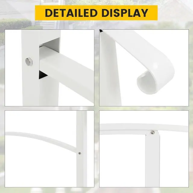 Alt view image 6 of 7 - Ecotric 3FT Step Hand Rail for Outdoor Steps Compatible with 2-3 Steps Adjustable Steel Handrails Outdoor Railing for Stairs White Powder Coated Heavy Duty