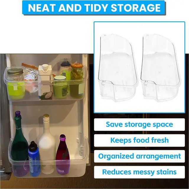 Alt view image 2 of 7 - Ecotric 240356402 240430305 Refrigerator Door Bin Shelf Compatible with Frigidaire Refrigerator Door Shelf Clear Bin 240356407 AH430122 EA430122 PS430122 Replacement only (2Pcs Clear)