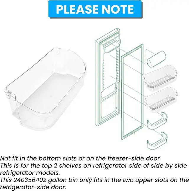 Main image of Ecotric 240356402 240430305 Refrigerator Door Bin Shelf Compatible with Frigidaire Refrigerator Door Shelf Clear Bin 240356407 AH430122 EA430122 PS430122 Replacement only (2Pcs Clear)