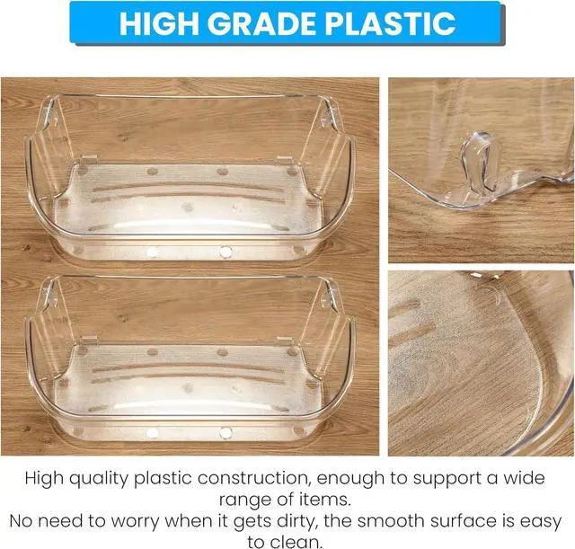 Alt view image 4 of 7 - Ecotric 240356402 240430305 Refrigerator Door Bin Shelf Compatible with Frigidaire Refrigerator Door Shelf Clear Bin 240356407 AH430122 EA430122 PS430122 Replacement only (2Pcs Clear)