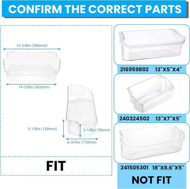 Alt view image 5 of 7 - Ecotric 240356402 240430305 Refrigerator Door Bin Shelf Compatible with Frigidaire Refrigerator Door Shelf Clear Bin 240356407 AH430122 EA430122 PS430122 Replacement only (2Pcs Clear)