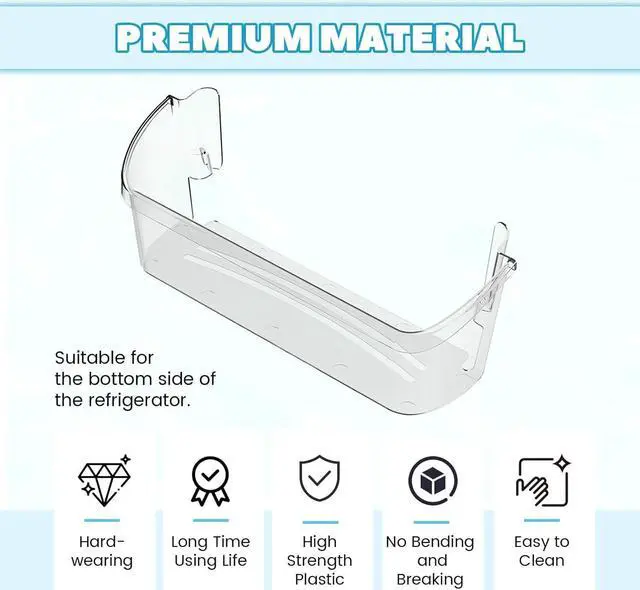 Alt view image 3 of 7 - Ecotric 242126602 Refrigerator Door Bin Shelf (Bottom) Compatible with Frigidaire Electrolux Refrigerator AP6278233 FFSS2625TS0 AP6278233 PS12364199 EAP12364199 Replacement Side Rack Basket Clear 1 PC