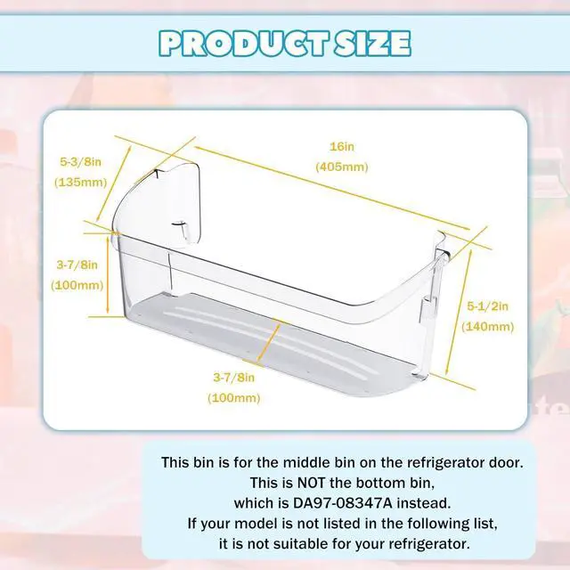 Alt view image 2 of 7 - Ecotric 242126602 Refrigerator Door Bin Shelf (Bottom) Compatible with Frigidaire Electrolux Refrigerator AP6278233 FFSS2625TS0 AP6278233 PS12364199 EAP12364199 Replacement Side Rack Basket Clear 1 PC