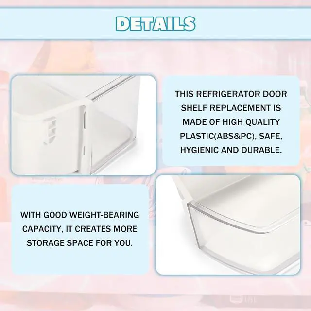 Alt view image 3 of 7 - Ecotric DA97-12650A Refrigerator Door Shelf Bin Compatible with Samsung Refrigerator (Right Side) Fridge Shelf Replace DA63-07104A DA63-06963A RFG298HDRS RF263beaesr RF260beaesr RF261beaesr AP5620330