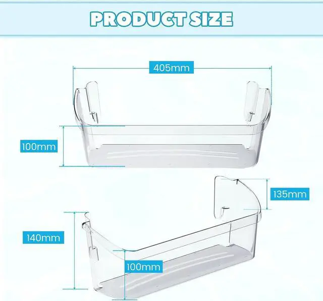 Alt view image 2 of 7 - Ecotric 242126602 Refrigerator Door Bin Shelf (Bottom) Compatible with Frigidaire Electrolux Refrigerator AP6278233 FFSS2625TS0 AP6278233 PS12364199 EAP12364199 Replacement Side Rack Basket Clear 2PCs