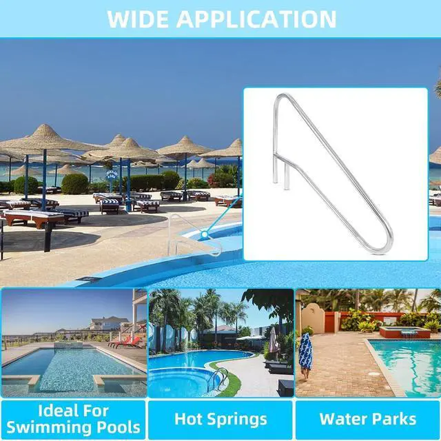 Alt view image 5 of 7 - Ecotric Pool Handrail Grab Rail, Swimming Pool Bend Handle Stair Rail for Inground Pool 49.5"X35.5" Stainless Steel 300lbs Load Capacity