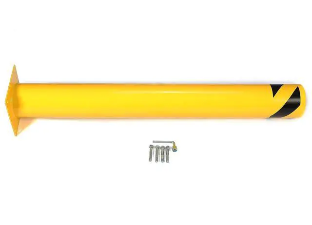 Alt view image 2 of 7 - Ecotric 42 inch Steel Safety Bollard Parking Barrier Post Safety Bollard Universal for Outdoor Sidewalks Entrances Parking Lots Powder Coat Pipe Steel Bolts Yellow 42" x 5"