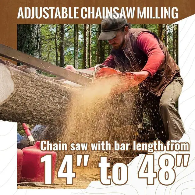 Alt view image 6 of 7 - Ecotric  Portable Sawmill 48 Inch Chainsaw Mill Planking Milling 14"-48" Guide Bar Lumber Sawmill Aluminum Steel